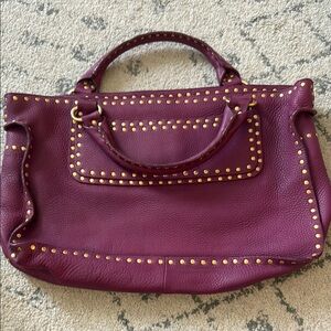 Wilson’s Leather Studded dark Pink Leather Tote Bag